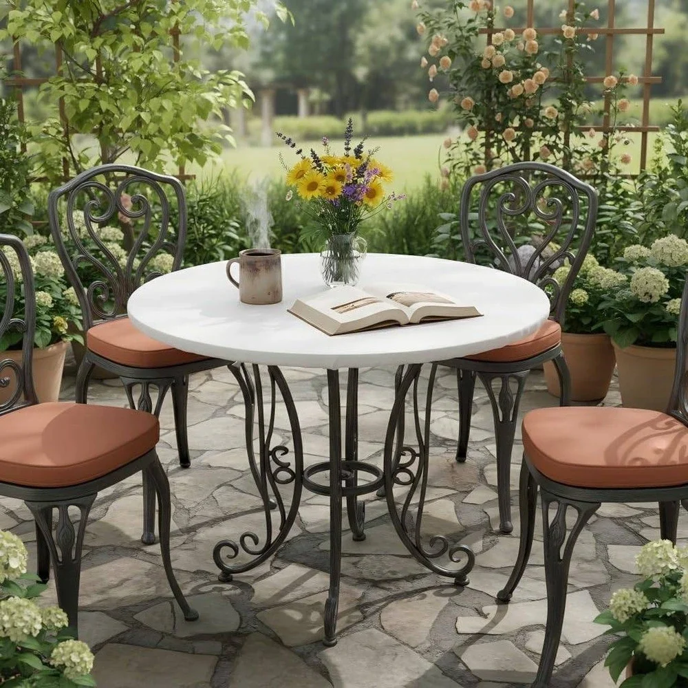 White Round Fitted Tablecloth Elastic Edge Waterproof Oilproof 